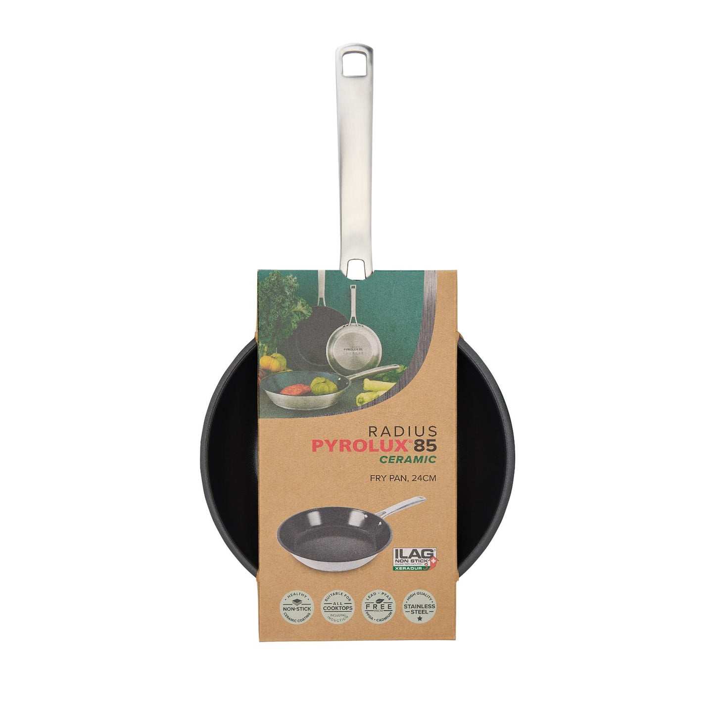 RADIUS 85 Ceramic Fry Pan with packaging top view