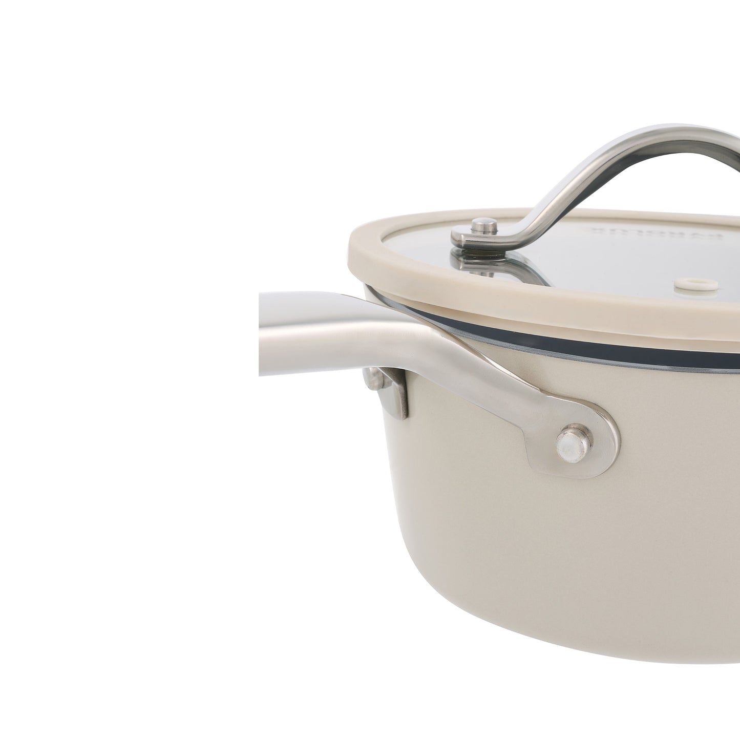 Nexgen Saucepan Ivory close up on handle