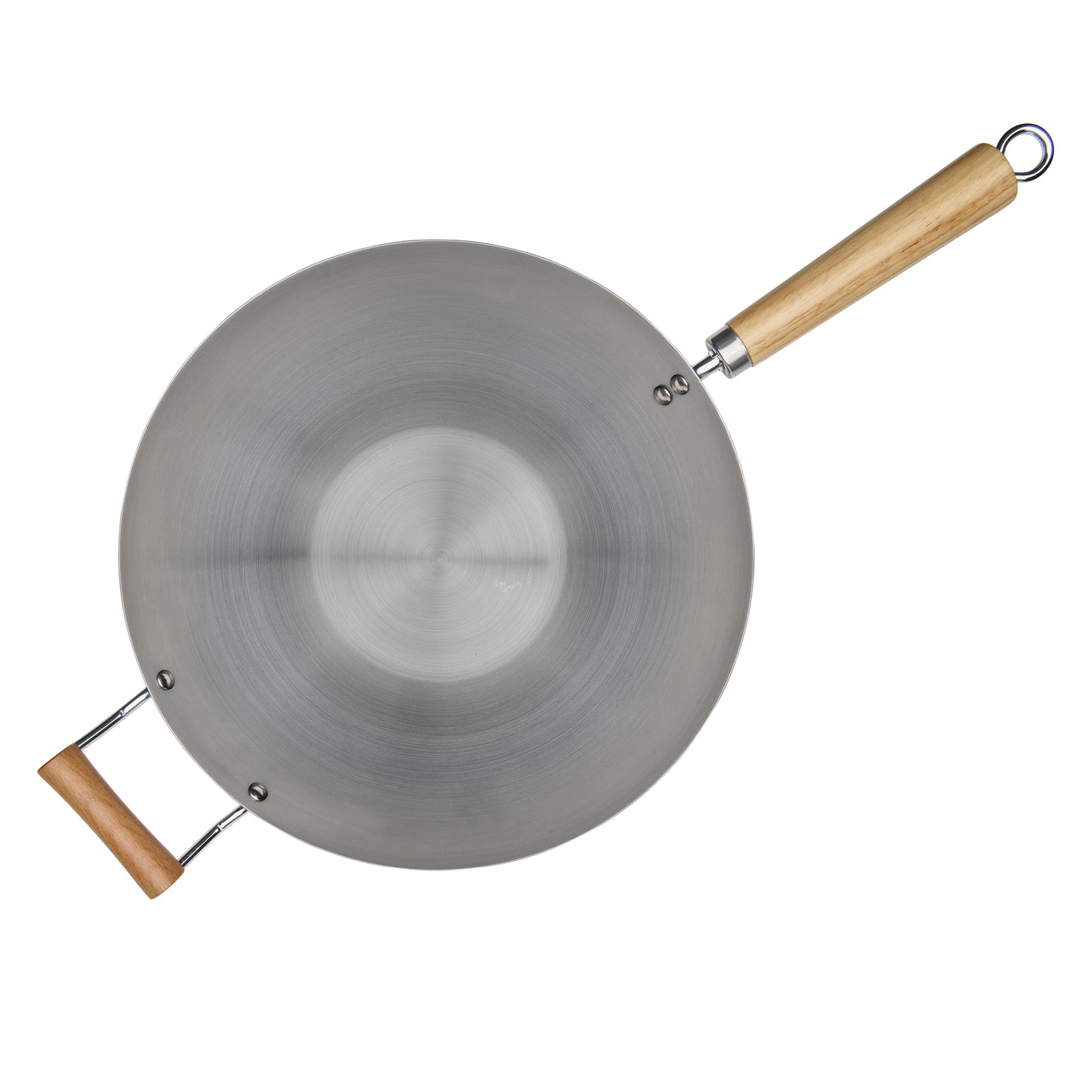 Wok with Wood Long and Helper Handle