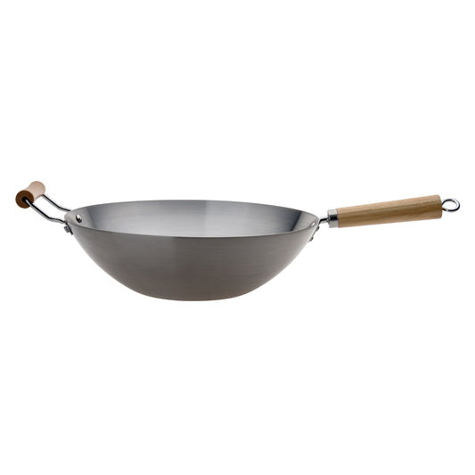 Wok with Wood Long and Helper Handle