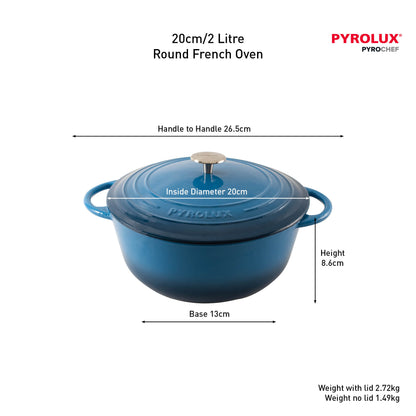 PYROCHEF Round French Oven  Ocean Blue