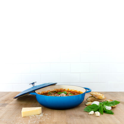 PYROCHEF Round Chef Pan Ocean Blue with food