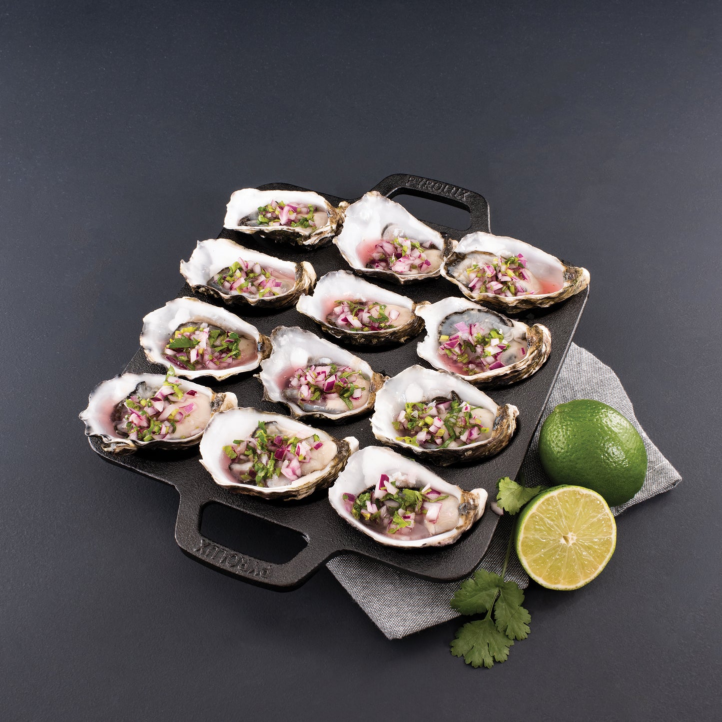 PYROCAST 12 Piece Oyster Tray with oysters