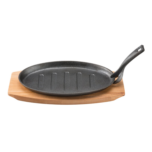 PYROCAST Oval Sizzle Plate with Maple Tray